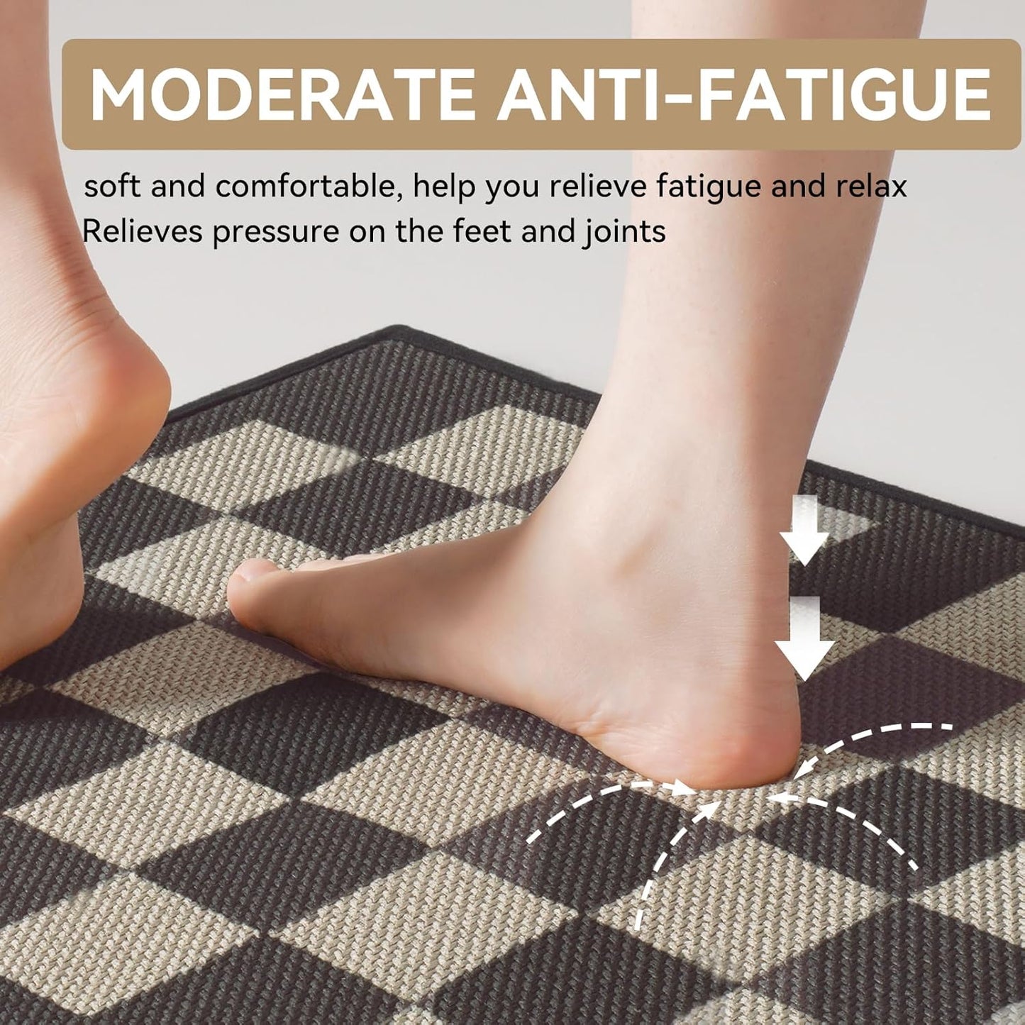 Checkered Non-Slip Floor Mat 17"x30" — Waterproof, Oil-Resistant, Quick-Dry & Easy to Clean Rectangular Rug for Kitchen, Entryway, Bathroom