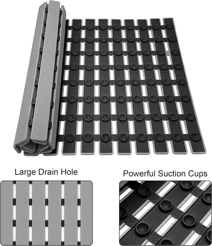 Non-Slip Bathtub Mat 27.5"x15.7" — TPE Strong Suction Cups, DIY Cutting, Quick Drain & Fast Dry, Mold Resistant Shower Mat for Tub and Bathroom