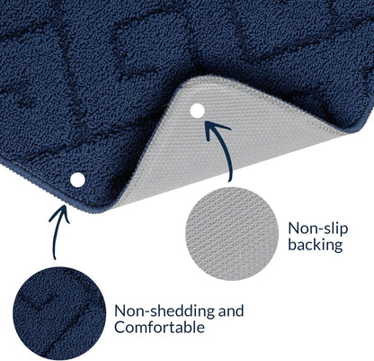 Non-Slip Absorbent Door Mat 1'8" x 2'8" Rectangular — Soft Blue Geometric Pattern Entryway Rug, Quick-Dry & Durable for Indoor/Outdoor Use