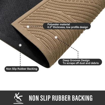 Non-Slip Absorbent Doormat 1'5" x 2'5" Rectangular — Durable Dust Trapping Entryway Rug, Quick-Dry & Easy to Clean, Ideal for Indoor/Outdoor Use