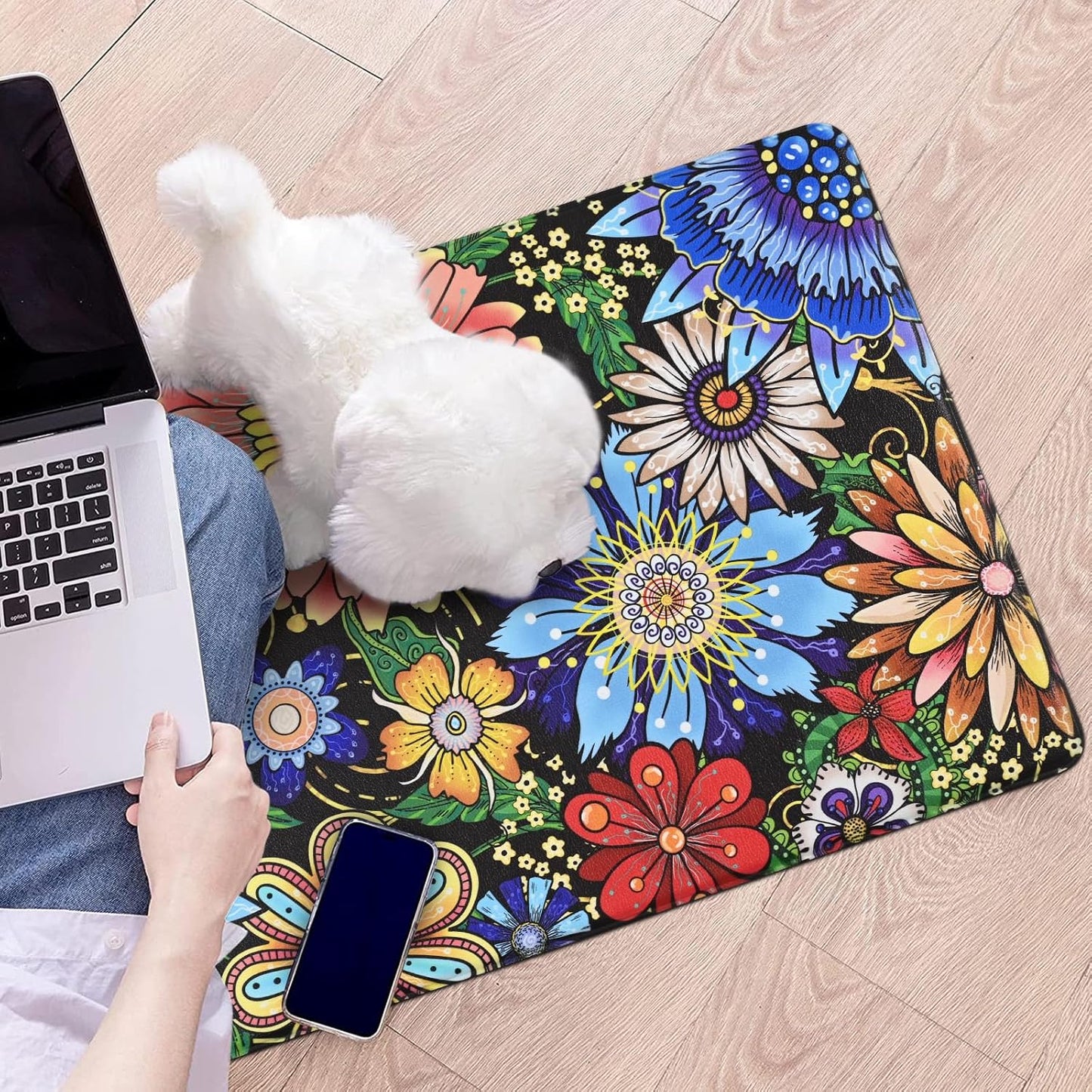Colorful Floral Non-Slip Floor Mat 18"x30" — 0.4" Thick, Waterproof & Oil-Resistant, Quick-Dry, Soft & Durable Rug for Kitchen, Entryway, Bathroom, Balcony