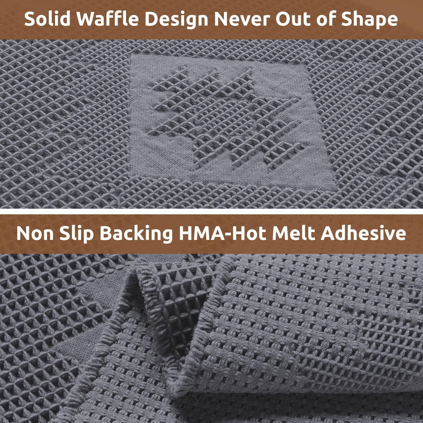 Waffle Design Bath Mat 17"x24" — Soft Absorbent Quick-Dry Non-Slip Rug, Comfortable & Easy to Clean Multi-Purpose Carpet