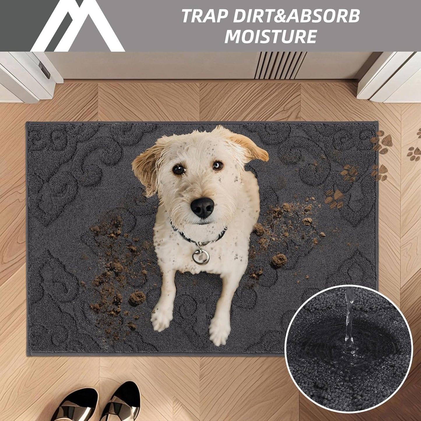 Vintage Embossed Anti-Slip Door Mat – Absorbent Dustproof Entryway Rug (1'8" x 2'8")