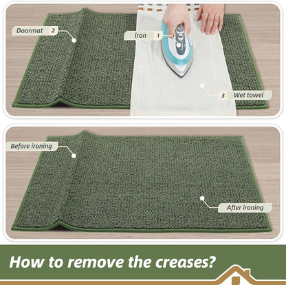 Green Non-Slip Absorbent Door Mat 50×80cm Durable Indoor Outdoor Entryway Rug