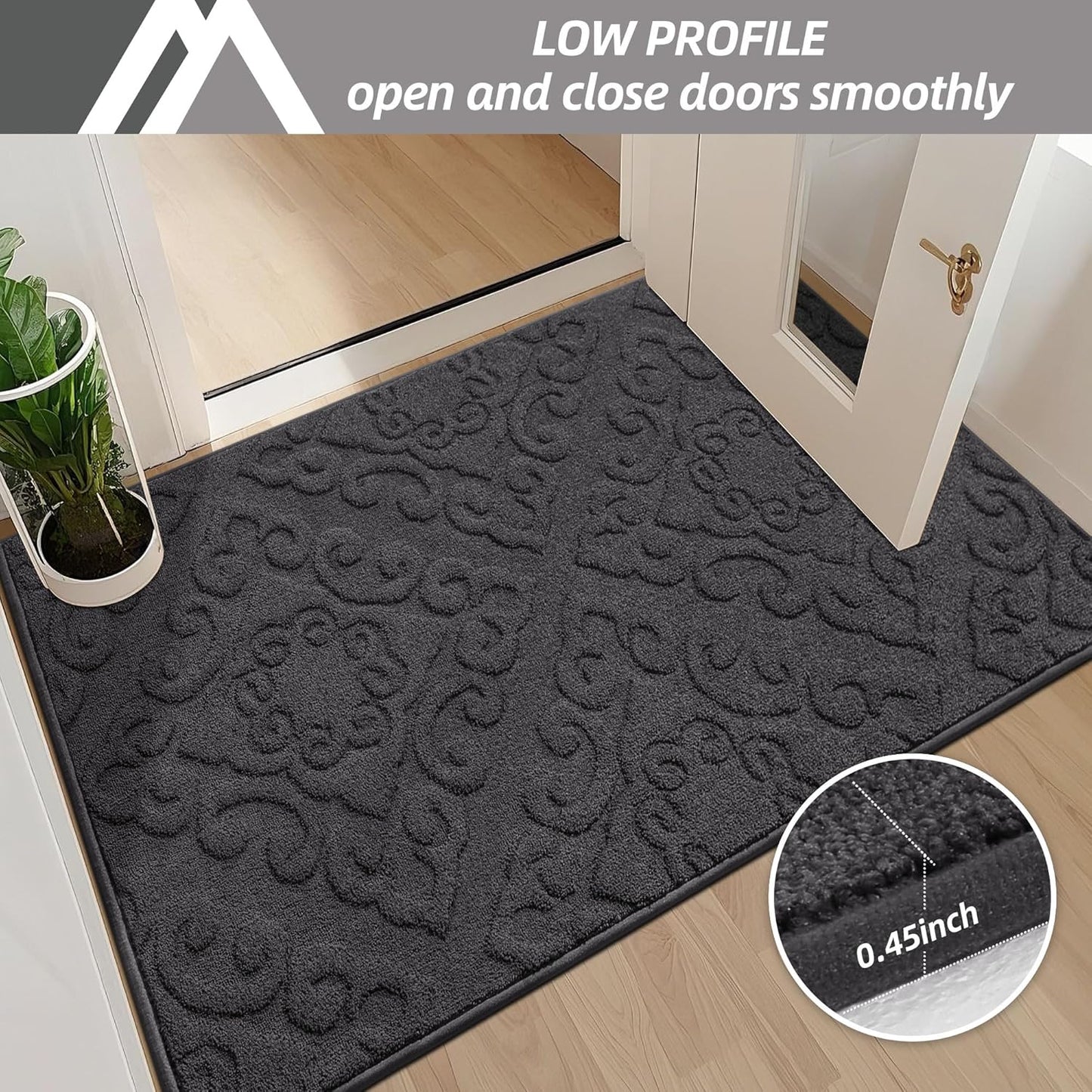 Vintage Embossed Anti-Slip Door Mat – Absorbent Dustproof Entryway Rug (1'8" x 2'8")