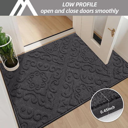 Vintage Embossed Anti-Slip Door Mat – Absorbent Dustproof Entryway Rug (1'8" x 2'8")