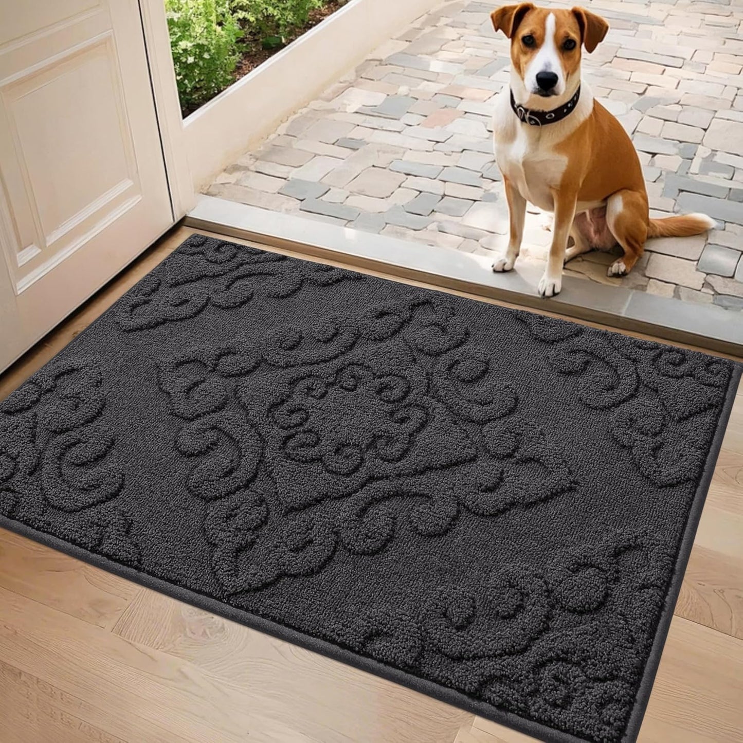 Vintage Embossed Anti-Slip Door Mat – Absorbent Dustproof Entryway Rug (1'8" x 2'8")