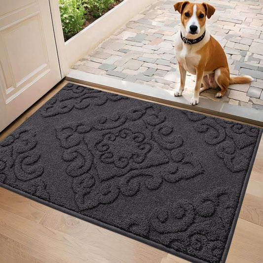 Vintage Embossed Anti-Slip Door Mat – Absorbent Dustproof Entryway Rug (1'8" x 2'8")