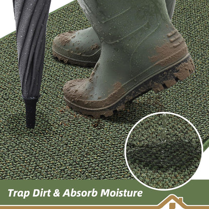 Green Non-Slip Absorbent Door Mat 50×80cm Durable Indoor Outdoor Entryway Rug