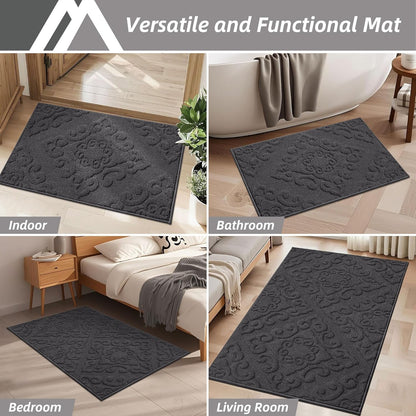 Vintage Embossed Anti-Slip Door Mat – Absorbent Dustproof Entryway Rug (1'8" x 2'8")